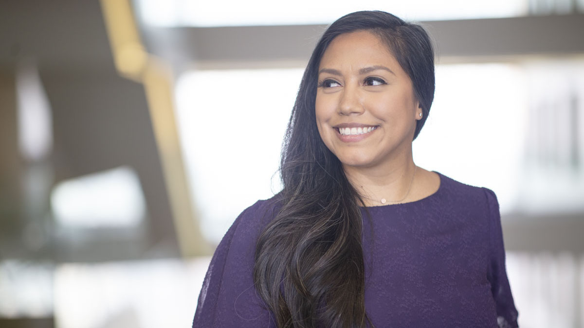 corporate employee candid smiling portrait