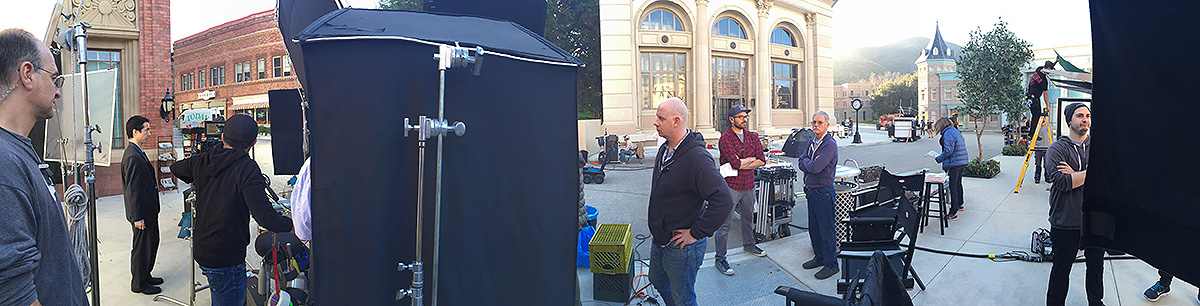 behind the scenes image of an outdoor commercial video shoot