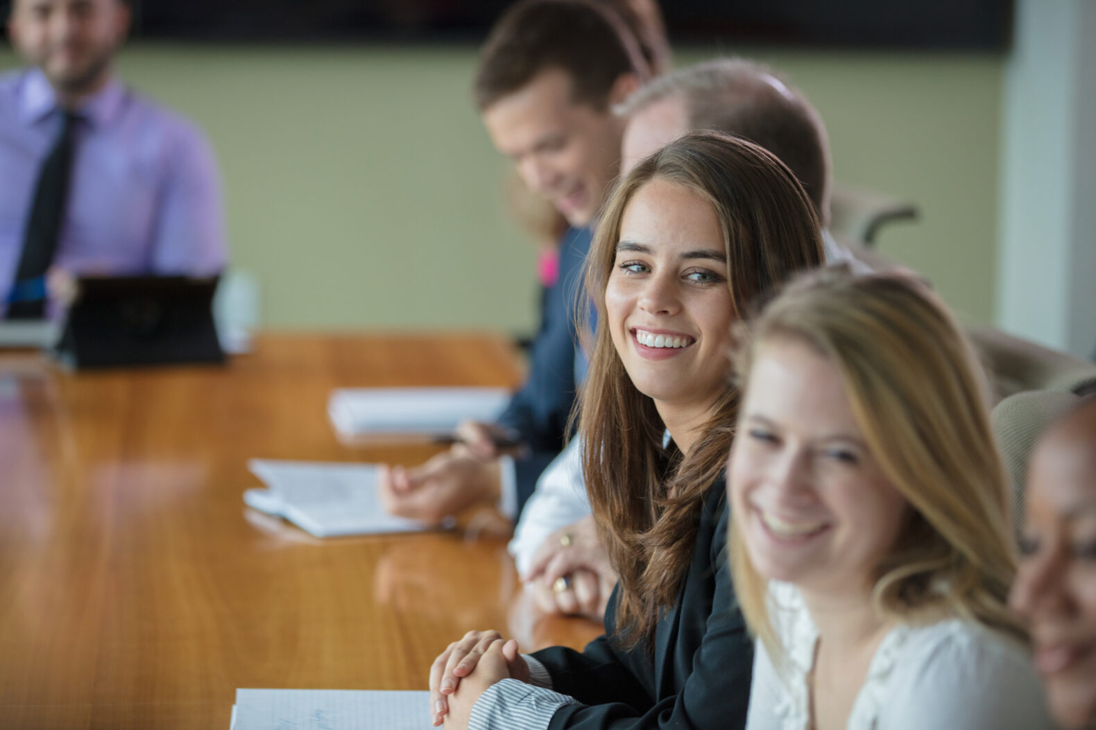 employees at group meeting of corporate event